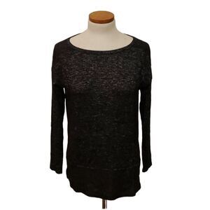 Bobeau Womens Long‎ Sleeve Heathered Tunic Top Raven Black Mix Size XS NWOT